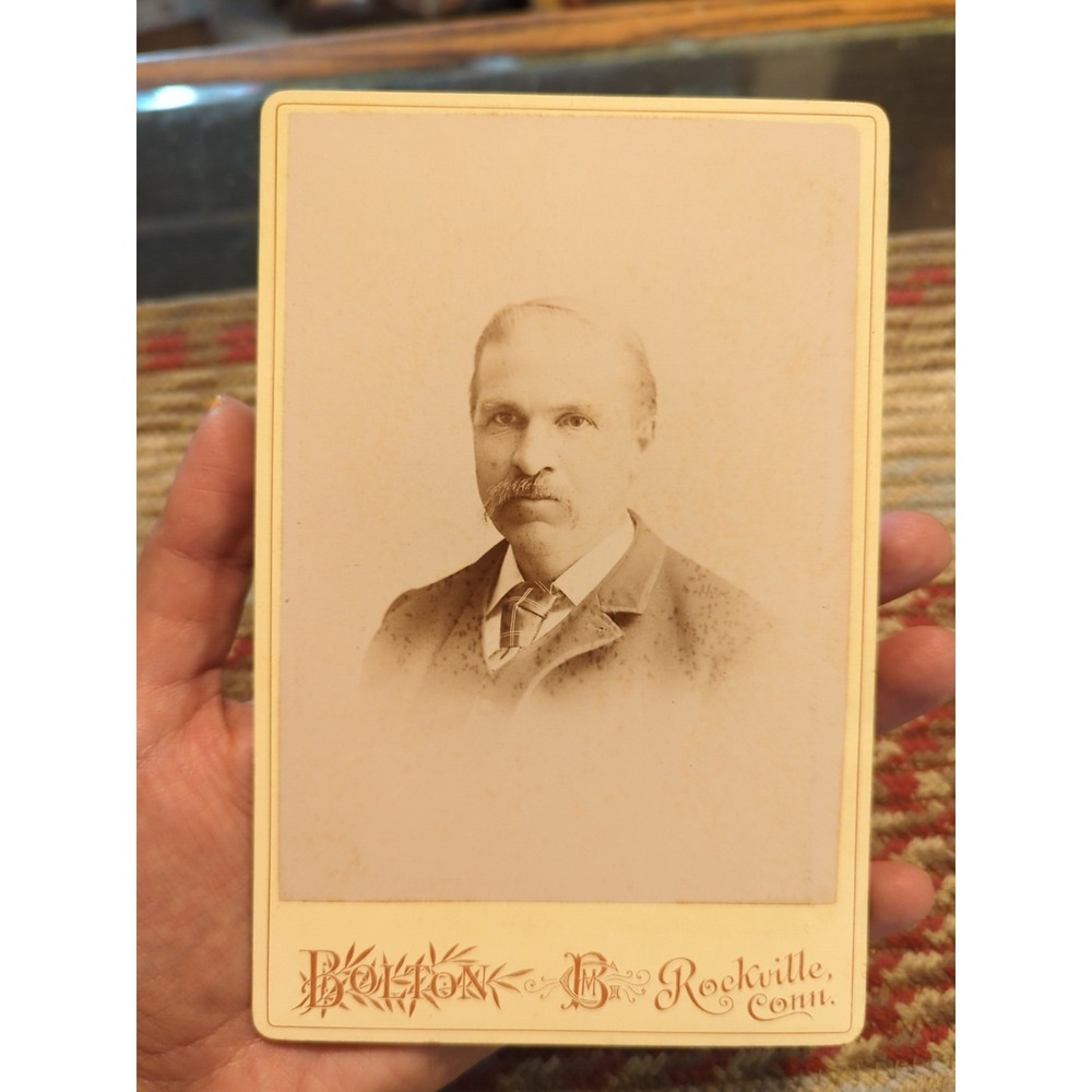 Antique Cabinet Card Gentleman Photo Victorian Portrait Rockville Connecticut
